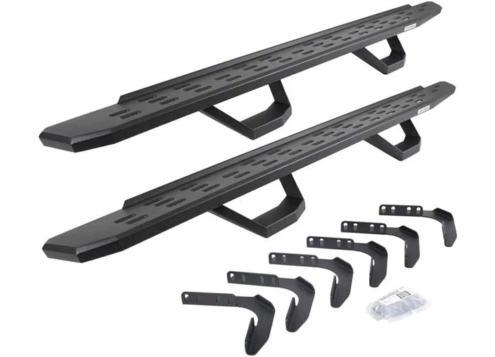 Go Rhino 99-16 F250/F350 SUPER DUTY RB30 RUNNING BOARDS W/MTING BRACKETS KIT TXTD BLACK