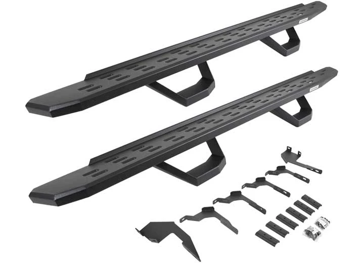 Go Rhino 19-C RANGER RB30 RUNNING BOARDS W/MTING BRACKETS 2 PAIRS DROP STEPS KIT TXTD BLA