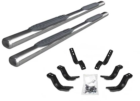 Go Rhino 20-C GLADIATOR SIDE STEPS 4IN WIDE 1000 SERIES POLISHED STAINLESS-COMPLETE KIT:SIDESTEP+BRACKETS