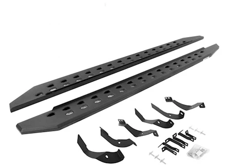 Go Rhino 15-19 silv/sierra 2500/3500 crew cab 87in rb10 slim line running boards complete set Main Image