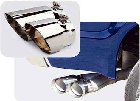 Go Rhino 08-16 F250/F350 5IN DUAL TIP STYLE CHROMED STAINLESS STEEL CLAMP STYLE EXHAUST TIPS