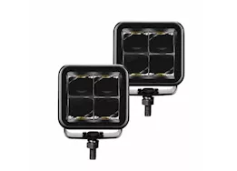 Go Rhino Blackout series 2x2 cube spot light kit pair blk