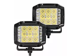 Go Rhino Bright series 4x3 sideline cube flood light kit pair blk