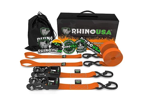 Rhino USA 1.6in x 8ft hd ratchet tie-down set 2 pack orange Main Image