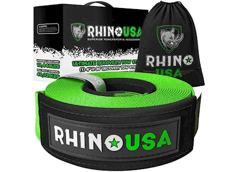 Rhino USA Recovery tow strap 4in x 30ft green Main Image