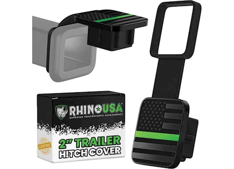 Rhino USA 2IN AMERICAN FLAG HITCH COVER - BLACK & GREEN