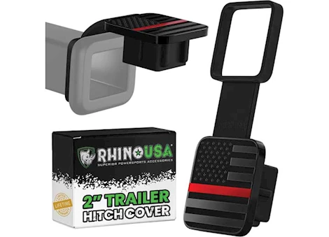 Rhino USA 2IN AMERICAN FLAG HITCH COVER - BLACK & RED