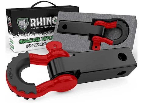 Rhino USA SHACKLE HITCH RECEIVER W/ D-RING RED