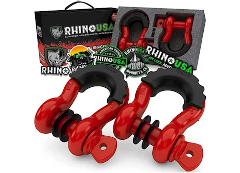 Rhino USA 3/4IN D-RING SHACKLE SET (2-PACK) RED