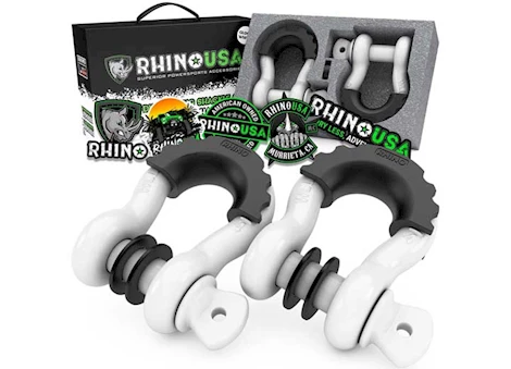 Rhino USA 3/4IN D-RING SHACKLE SET (2-PACK)WHITE