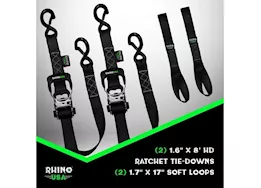 Rhino USA 1.6in x 8ft hd ratchet tie-down set (2-pack)