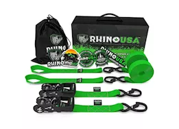 Rhino USA 1.6in x 8ft hd ratchet tie-down set (2-pack green)