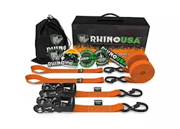 Rhino USA 1.6in x 8ft hd ratchet tie-down set 2 pack orange