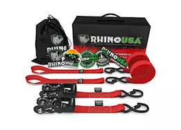 Rhino USA 1.6in x 8ft hd ratchet tie-down set 2 pack red
