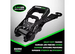 Rhino USA 1.6in x 8ft heavy duty ratchet tie-down (4-pack) green