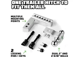 Rhino USA 6in heavy duty drop hitch - 2.5in silver