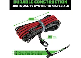 Rhino USA Reflective synthetic winch rope 3/8in x 94ft - black