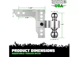 Rhino USA 6in heavy duty drop hitch - 2in silver