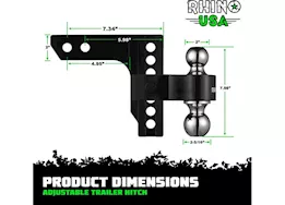 Rhino USA 6in heavy duty drop hitch - 2in black