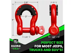 Rhino USA 3/4in d-ring shackle set (2-pack) red