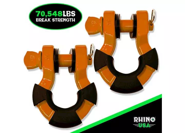 Rhino USA 8 ton recovery super shackle 2 pck orange