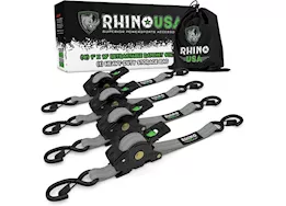 Rhino USA Retractable ratchet straps 1in x 10ft (4-pack) gray