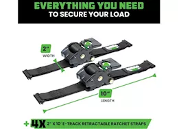 Rhino USA Retractable e-track ratchet straps 2in x 10ft (4-pack) black