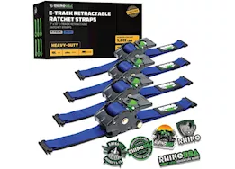 Rhino USA Retractable e-track ratchet straps 2in x 10ft (4-pack) blue