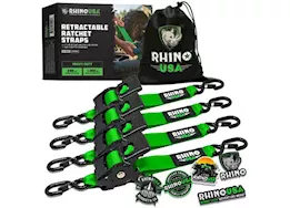 Rhino USA Retractable e-track ratchet straps 2in x 10ft (4-pack) green