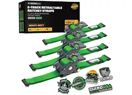 Rhino USA Retractable e-track ratchet straps 2in x 10ft (4-pack) green