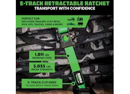 Rhino USA Retractable e-track ratchet straps 2in x 10ft (4-pack) green