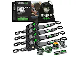 Rhino USA Retractable e-track ratchet straps 2in x 10ft (4-pack) gray