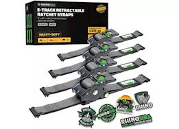 Rhino USA Retractable e-track ratchet straps 2in x 10ft (4-pack) gray