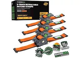 Rhino USA Retractable e-track ratchet straps 2in x 10ft (4-pack) orange