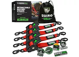 Rhino USA Retractable e-track ratchet straps 2in x 10ft (4-pack) red