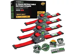 Rhino USA Retractable e-track ratchet straps 2in x 10ft (4-pack) red