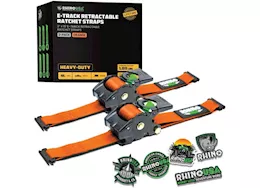 Rhino USA Retractable e-track ratchet straps 2in x 10ft (2-pack) orange