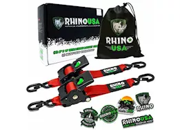 Rhino USA Retractable e-track ratchet straps 2in x 10ft (2-pack) red