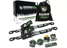 Rhino USA Retractable ratchet straps 2in x 10ft (2-pack) gray