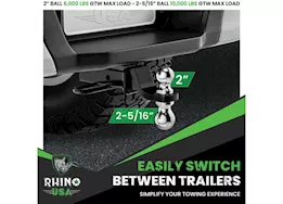 Rhino USA Reversible dual ball 2in & 2-5/1 in hitch - 2in shank