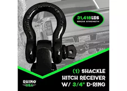Rhino USA Shackle hitch receiver w/ d-ring gray