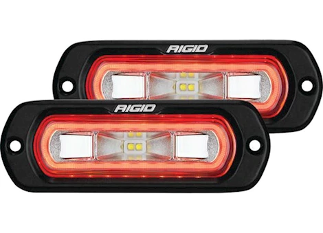 Rigid Industries Sr-l series off-road spreader led light pod 3 wire flush mount with red halo | pair Main Image