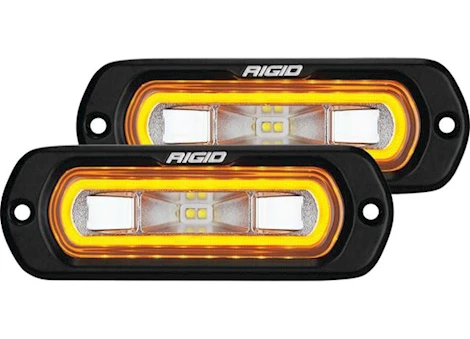 Rigid Industries SR-L SERIES OFF-ROAD SPREADER LED LIGHT POD 3 WIRE FLUSH MOUNT WITH AMBER HALO | PAIR