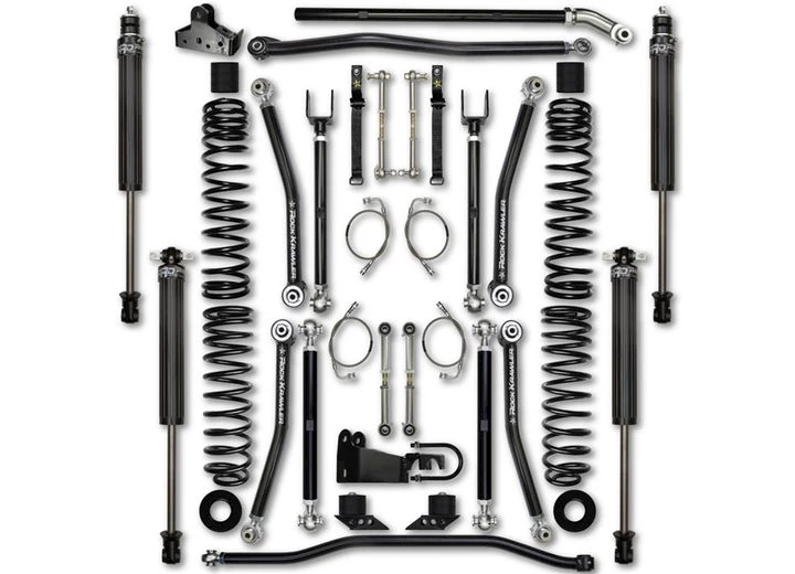 Rock Krawler Suspension Frnt & rr 4.5 x factor sys-stage 1 lift kit w/ reservoir shock 07-c jku 4-door Main Image