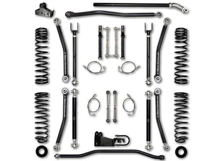 Rock Krawler Suspension FRNT & RR 4.5 X FACTOR SYS LIFT KIT W/ RESERVOIR SHOCK 07-C JKU 4-DOOR