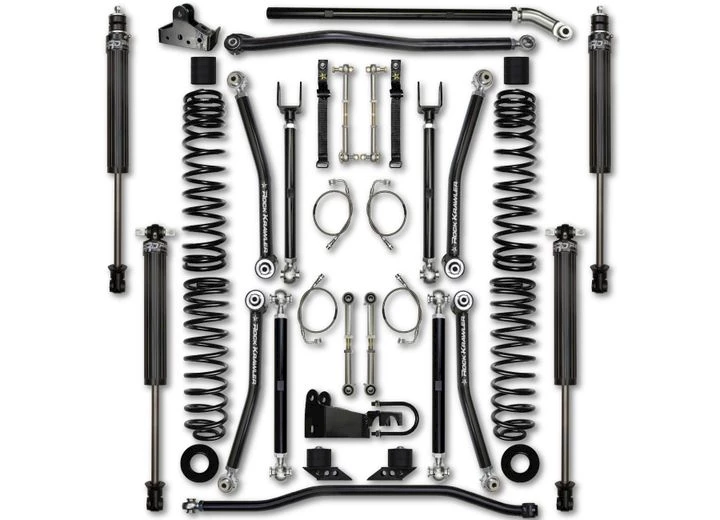 Rock Krawler Suspension Frnt & rr 4.5 x factor sys-stage 1 lift kit w/ reservoir shock 07-c jku 4-door Main Image