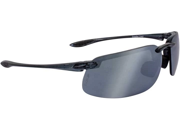 Radians, INC ES4 PREMIUM SAFETY EYEWEAR, CRYSTAL BLACK FRAME, POLARIZED SILVER MIRROR LENS