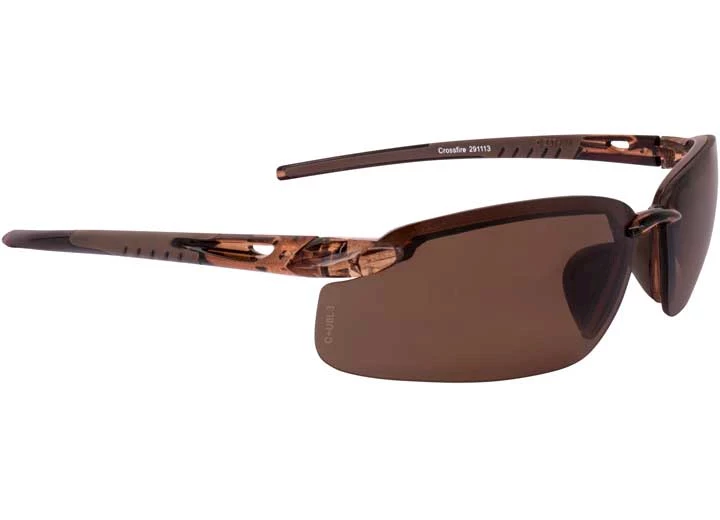 Radians, INC ES5 PREMIUM SAFETY EYEWEAR, CRYSTAL BROWN FRAME, POLARIZED BROWN LENS