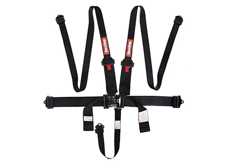 Racequip LATCH & LINK HANS 5 POINT AUTO RACING HARNESS SET; SFI 16.1 HNR SEAT BELT SET; BLACK