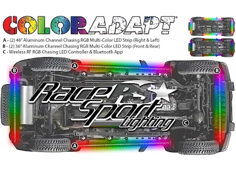 Race Sport Lighting CHASING PATTERN RGB LED ALUMINUM SOLID UNDERBODY KIT